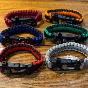 Set of 6 Paracord Survival Bracelets
